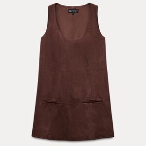 NWT Zara Faux Suede Mini Dress in Brown -